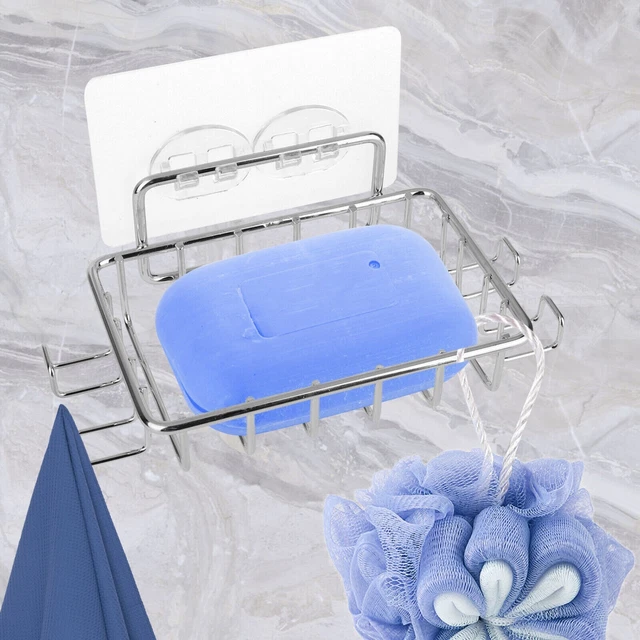 Stainless Steel Soap Dish Mounted Wall Holder Bathroom Shower Basket Storage Box