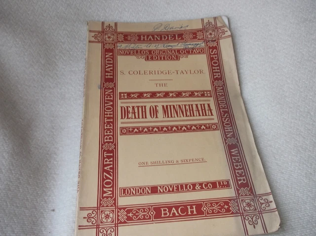 SPARTITI ANTICHI PARTITURA Vocale Novello Morte Di Minnehaha Coleridge