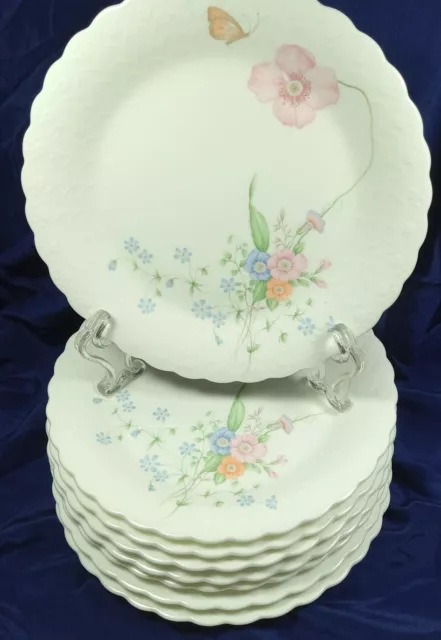 *Mikasa* Set 8 Bone China - *Something Blue* - 8" Salad Plates