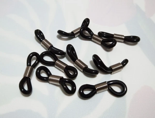 10pz gommini per occhiali in silicone e accaio inox 20x5mm colore nero,platino