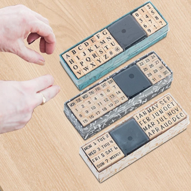 40 Pièces Tampons Alphabet En Bois Avec Chiffres Et Symboles - Set Pour Cartes De Vœux, Scrapbooking Et Artisanat - Tampon Encreur Inclus