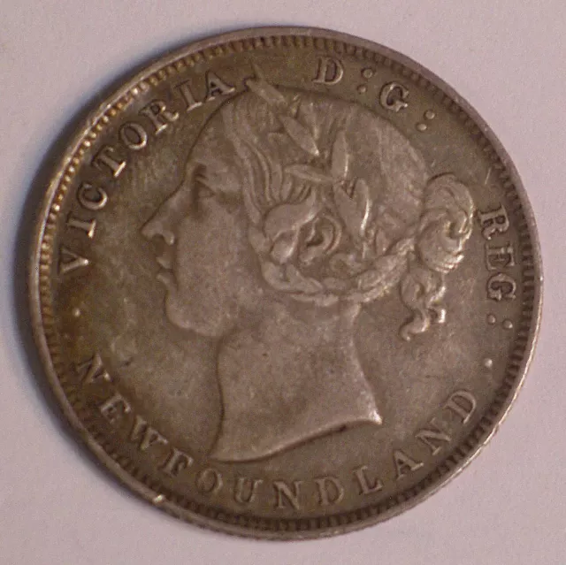 1899 LARGE 99 Newfoundland CANADA 20 Cents KM-4 silver coin CIRCULATED #12573