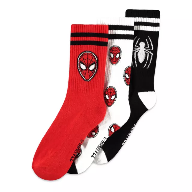 MARVEL COMICS Spider-man Classic Logos Sport Socks, 3 Pack, Unisex, Multi-colour