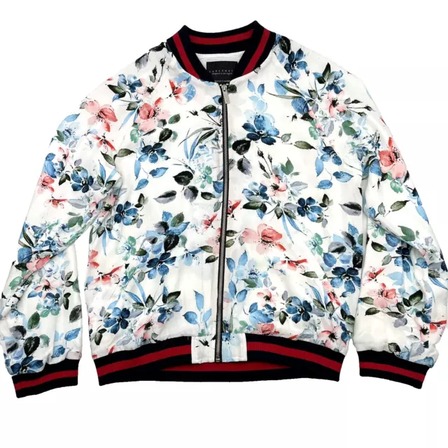 Sanctuary Floral Havana Fever Print Elastic Waist Bomber Jacket Women's Size M