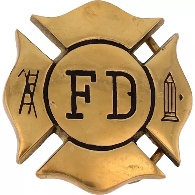 Brass Fire Fighter Firefighter Fireman Dept Volunteer 1970s NOS Vtg Belt Buckle