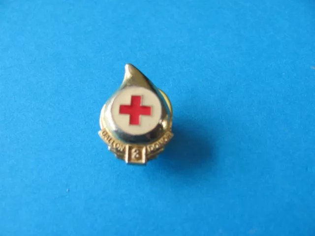 Red Cross 3 Gallon Blood Donor Pin Badge, VGC.