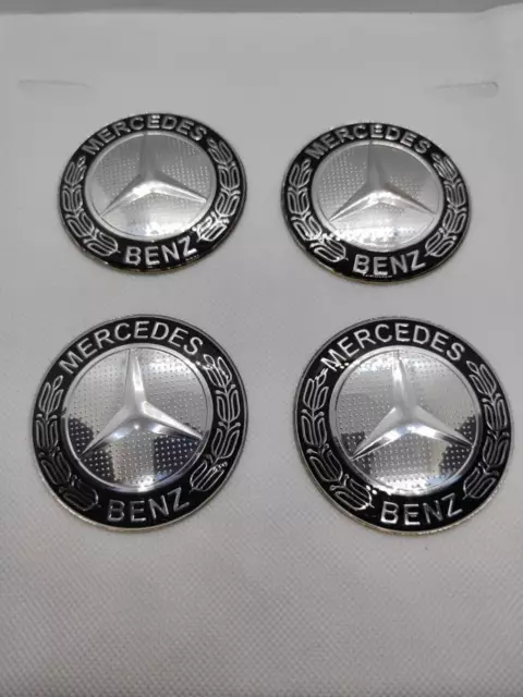 4 Stickers Noir silver Centre de Roue Moyeu wheel cap Mercedes 65mm