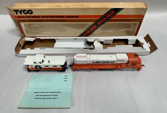 Vtg HO Tyco ICG Illinois Central Gulf Alco 430 Diesel Engine & Caboose (A12)