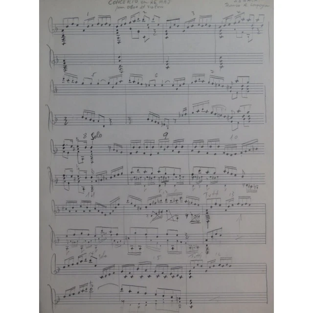 BACH J. S. Concerto en Ré Majeur A. Lagoya Manuscrit 2 Guitares