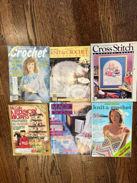 Vintage Crochet & Crafting Set Of 6 Magazines Lot With Patterns 80's 90's