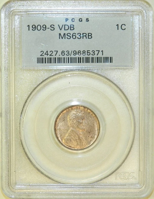 1909 S VDB Lincoln Cent MS63 RB PCGS BU Unc Wheat Penny - NGC Registry [319]