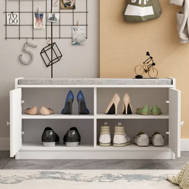 Banc à chaussures, armoire à chaussures avec coussin d'assise, étagère à chauss 2