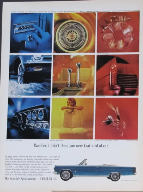 1965 Rambler Ambassador 990 Convertible Ad Magazine Print Automobile