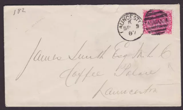 TASMANIA 1887 1d Carmine Red QV ON COVER FROM LAUNCESTON (NE2)