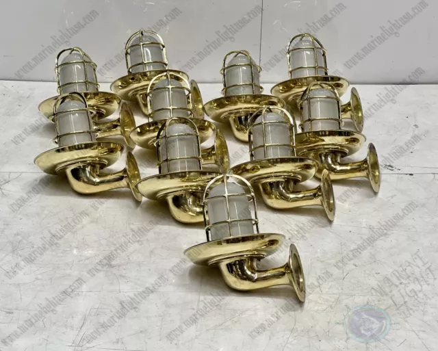 Nautical New Brass Antique Swan Ship Marine Light Shade White Glass lot of 10