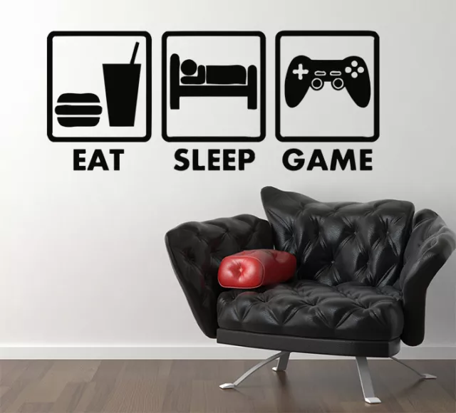 Eat Sleep Game Xbox Ps Wii fan camera da letto bambini decalcomania adesivo da parete foto