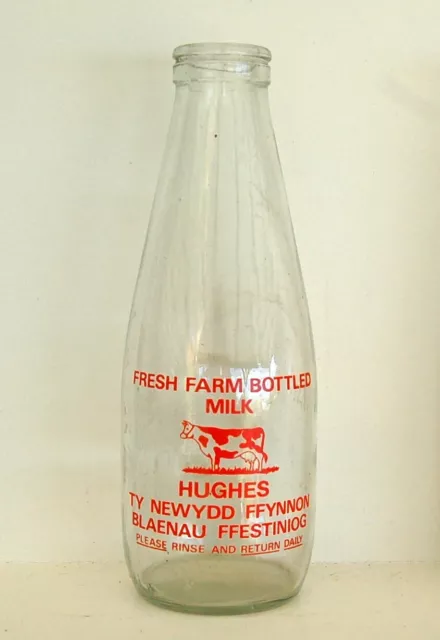 milk bottle : lovely old Hughes of Blaenau Ffestiniog WALES dairy