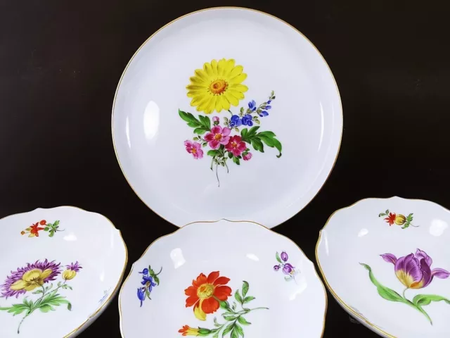 Meissen 4-teiliges Set, Vitrinen-Teller und Schalen Schälchen TOP Zustand 3