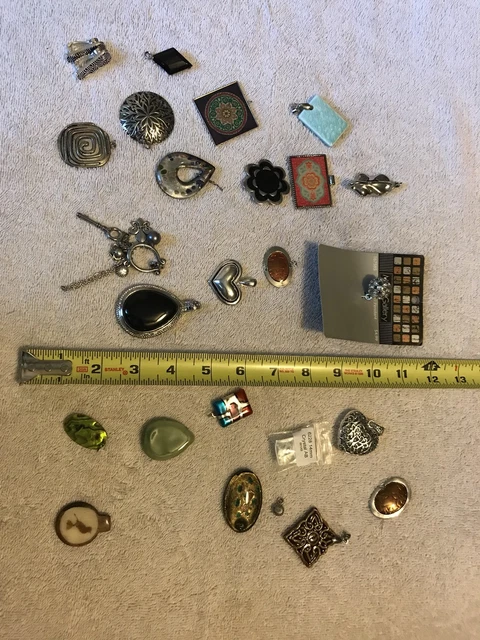 Lot Pendants Locket beads glass plastic pressed metal Jewelry Making Craft DIY