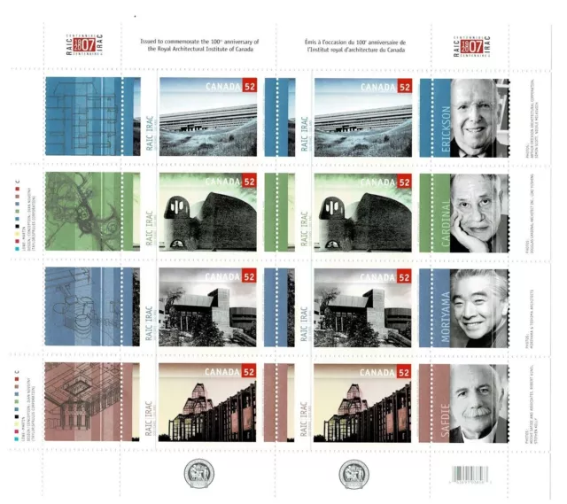 Canada Stamps Souvenir Sheet of 8,Royal Architectural Institute, #2218a MNH