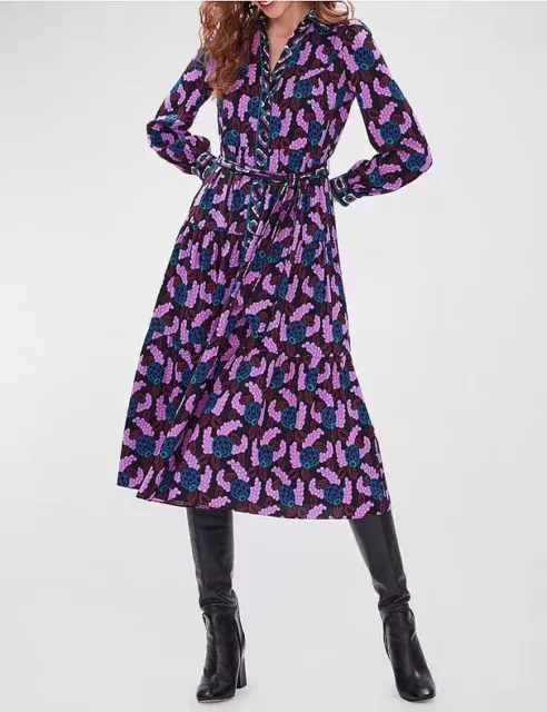 Diane Von Furstenberg Polyester Long Sleeve Midi Dress