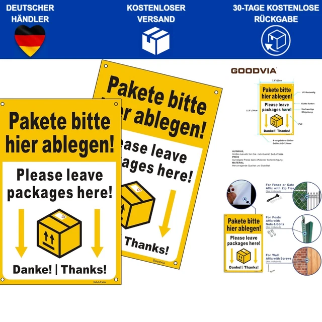 Wetterfester Paket-Aufkleber 20x30 Cm – Für Haus Und Gewerbe, UV-beständig & Kratzfest