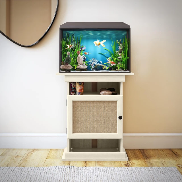 10/20 Gallon Aquarium or Terrarium Tank Stand Ivory Oak and Faux Rattan