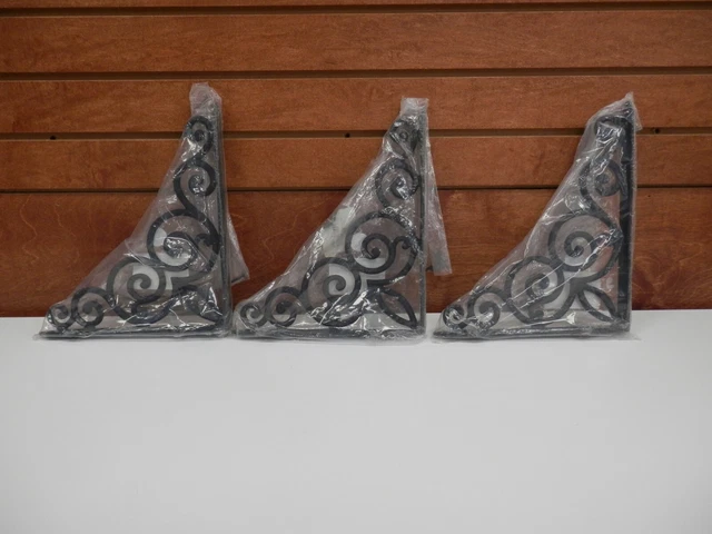 THREE Ornate Style Shelf Brace Wall Bracket Cast Iron Brackets Decorative