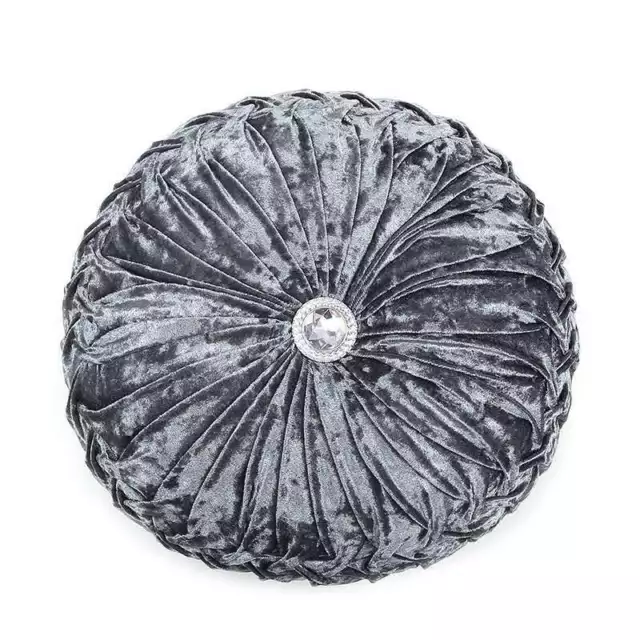 New Crushed Velvet Round Cushion Filled Small & Large Stitched with Diamond