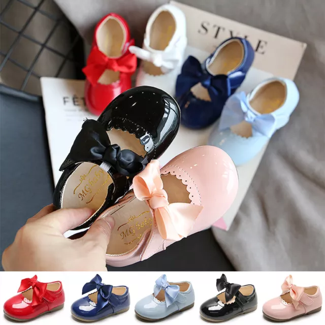 Bambini Bambine Fiocco A Nastro Spagnolo Festa Di Matrimonio Brevetto Bambini Scarpe Da Toodler