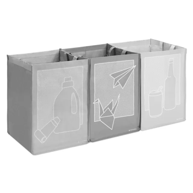 3x Bolsa de reciclaje para basura de plástico vidrio cartón de tela impermeable