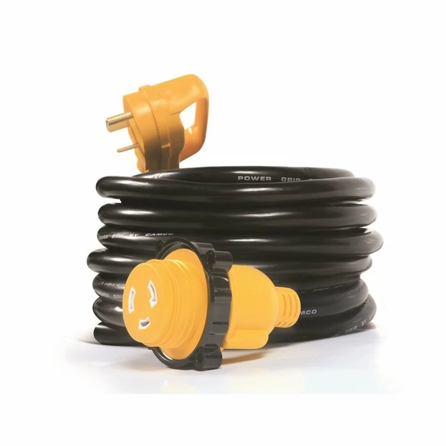 30Amp Power Grip 25' Extension Cord - 90M / F-Locking Adapter (Camco# 55501)