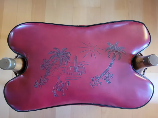 50/60er Ägypten Vintage Hocker Kamelhocker Kaminhocker Fußschemel Leder (?) rot