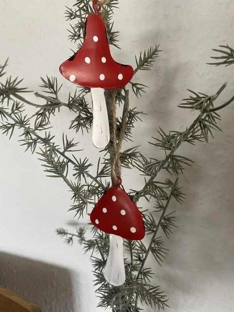 2x Pilz Metall Baumschmuck Weihnachten Fliegenpilz Anhänger 8x4 HOME KONTOR XMAS