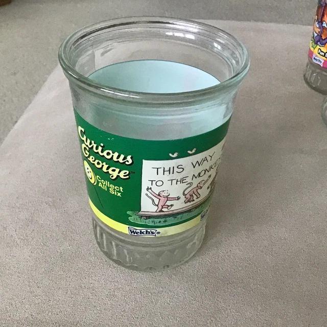 Vintage Welch's Curious George Jelly Glass (#6) (4" tall) Nice Condition
