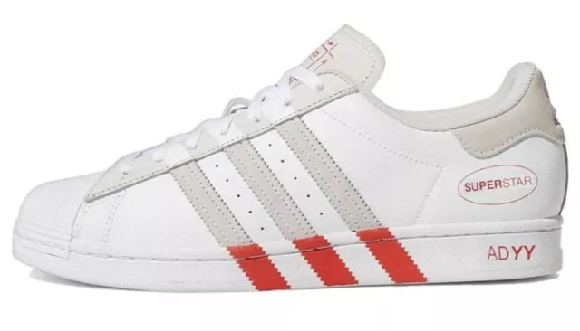 Adidas Superstar Men Size 8 Casual Retro Skate Shoe White Red Athletic Sneaker