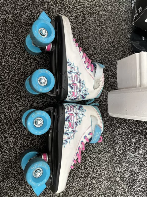 SFR Vision Quad Roller Skates White & Pink UK Size 3/EU 35.5 (Used )