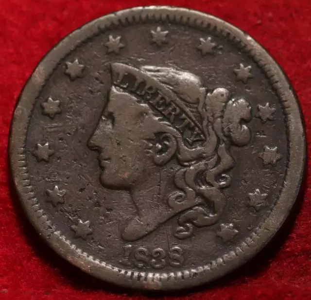 1838 Philadelphia Mint Copper Coronet Head Large Cent