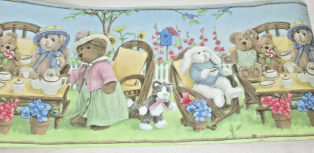 Lote de 2+ rollos internacionales de osos de peluche picnic té fiesta jardín papel tapiz borde