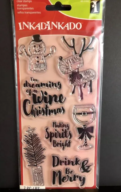 Wine Christmas Making spirits bright Clear Stamp Set New Indadinkado