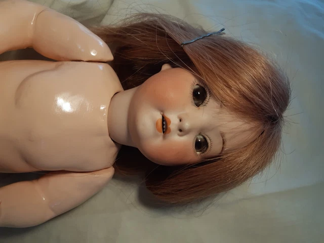 Antique Heubach doll, bisque head, sleeping glass eyes, teeth 320 7/0 13inch