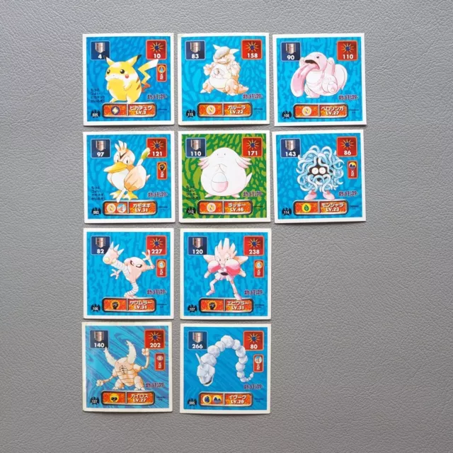 Carte Pokémon AMADA Autocollant Sceau 10 Ensemble Pikachu Vintage Japonais i704