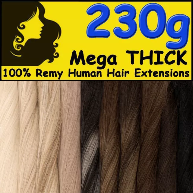 16-30Inch Mega THICK Clip In Real Remy Human Hair Extensions Full Head 8PCS 260g