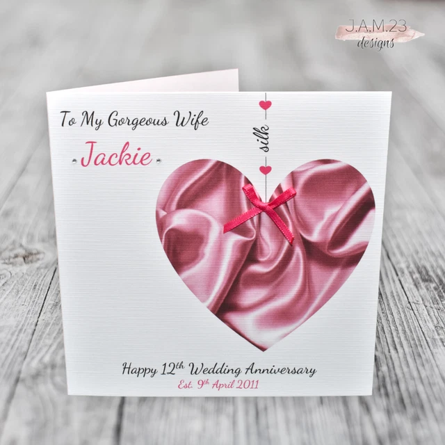 12th Wedding Anniversary Cards - Silk Anniversary | Funky Pigeon - View #5
