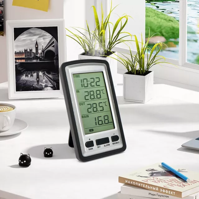 Wireless LCD Weather Station Rain Gauges Digital Indoor and Outdoor Thermometer