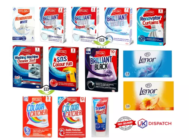 Dylon Stain Remover,Brilliant White,Black,Renovator Colour Catcher,Oxi Remover