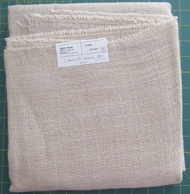 "Tela de gancho de alfombra, lino blanqueado primitivo tradicional 1 yarda x 60"