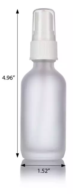 2 oz Frosted Clear Glass Boston Round Bottle White Fine Mist Spray (12 pack) 3