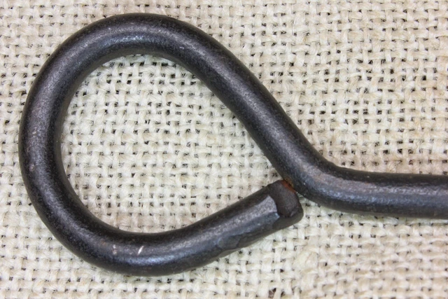 old Hanging Plant Hook 9 1/2” hanger eye vintage Hand forged iron screw starter 3