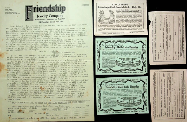 Friendship Jewelry Company New York, NY Sales Sheet & Coupons - E11-C